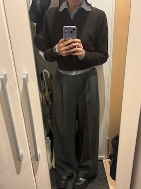 「JEANASIS（ジーナシス）のウエスト2WAYタックワイドパンツ/960819（その他パンツ、グレー系）」を使った、yoyoさん（レディース・161cm）の夏コーディネート