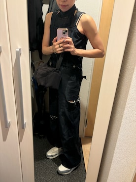 「JEANASIS（ジーナシス）のアイテム（サロペット/オーバーオール）」を使った、yoyoさん（レディース・161cm）の夏コーディネート