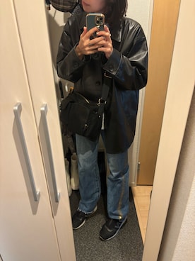 「アイテム（ライダースジャケット）」を使った、yoyoさん（レディース・161cm）の秋コーディネート