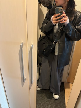 「アイテム（ライダースジャケット）」を使った、yoyoさん（レディース・161cm）の秋コーディネート