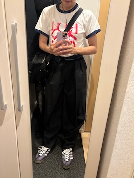 「アイテム（スニーカー、パープル系）」を使った、yoyoさん（レディース・161cm）の夏コーディネート