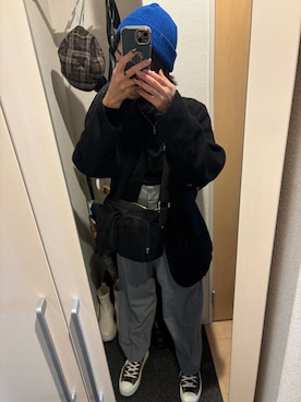 「アイテム（ノーカラージャケット）」を使った、yoyoさん（レディース・161cm）の冬コーディネート