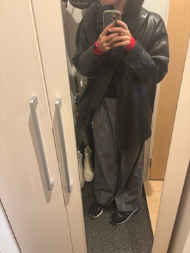 「アイテム（ライダースジャケット）」を使った、yoyoさん（レディース・161cm）の秋コーディネート