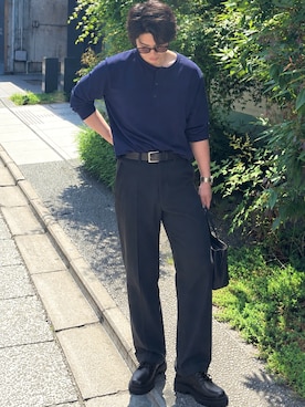 「CASPER JOHN（キャスパージョン）のアイテム（パンツ）」を使った、Yuji Shimizuさん（メンズ・176cm）の秋コーディネート