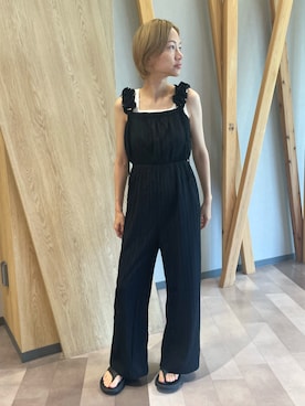 「シンプルコーデ」｜「アイテム（つなぎ/オールインワン）」を使った、mayoさん（レディース・158cm）の夏コーディネート