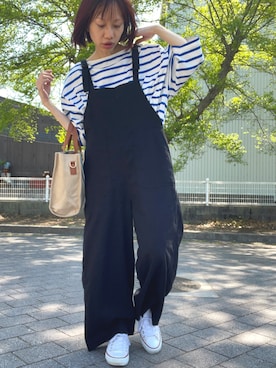 「andme（アンドミー）のアイテム（オールインワン・サロペット）」を使った、mayoさん（レディース・158cm）の春コーディネート