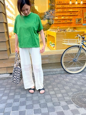 「H&M（エイチ・アンド・エム）のアイテム（かごバッグ）」を使った、mayoさん（レディース・158cm）の夏コーディネート