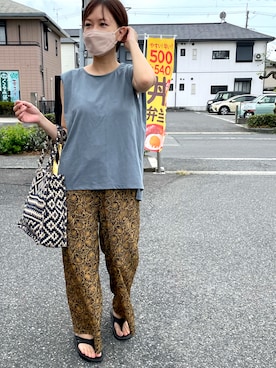 「H&M（エイチ・アンド・エム）のアイテム（かごバッグ）」を使った、mayoさん（レディース・158cm）の夏コーディネート