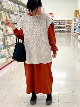 「ワークマン」｜「アイテム（ワンピース/ドレス）」を使った、mayoさん（レディース・158cm）の秋コーディネート