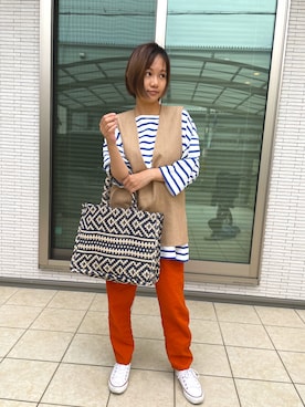 「H&M（エイチ・アンド・エム）のアイテム（かごバッグ）」を使った、mayoさん（レディース・158cm）の春コーディネート