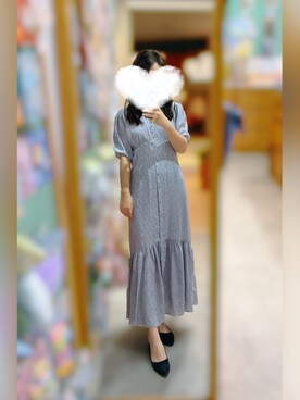 「mysty woman（ミスティウーマン）の2WAYショルダー花ワンピース（ワンピース/ドレス、グレー系）」を使った、Yuiiiさん（レディース・156cm）の夏コーディネート