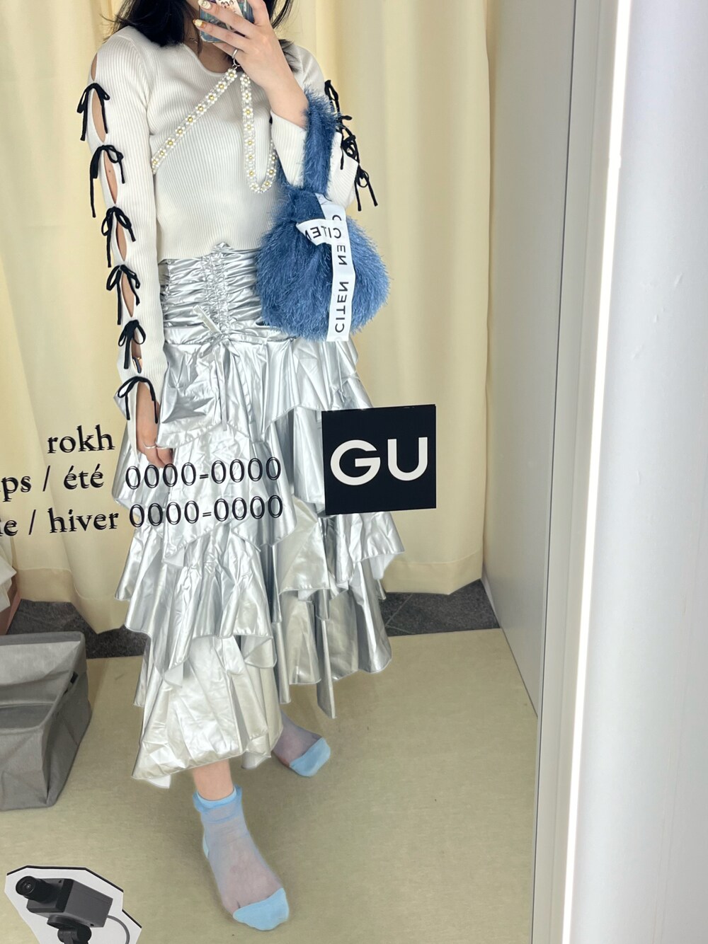 「カジュアルコーデ」｜「GRLのアイテム（ニット/セーター、ホワイト系）」を使った、みぬふぃーゆさん（レディース・153cm）の秋コーディネートの1枚目の写真