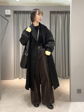 「アイテム（その他アウター、ブラック系）」を使った、ゆうかさん（レディース・163cm）の冬コーディネート