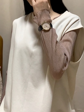 「archives（アルシーヴ）の楊柳長袖プルオーバー（Tシャツ/カットソー）」を使った、himaさん（レディース・160cm）の秋コーディネート