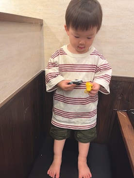 「アイテム（チノパンツ）」を使った、Ritoさん（キッズ・80cm）の夏コーディネート