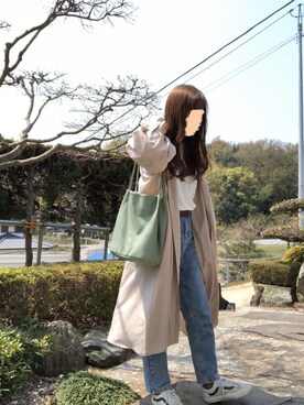 「GRL（グレイル）のテーパードデニムパンツ（デニムパンツ）」を使った、Negiさん（レディース・156cm）の春コーディネート