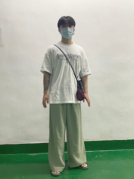 「H&M（エイチ・アンド・エム）のアイテム（スラックス）」を使った、ballさん（メンズ・174cm）の夏コーディネート