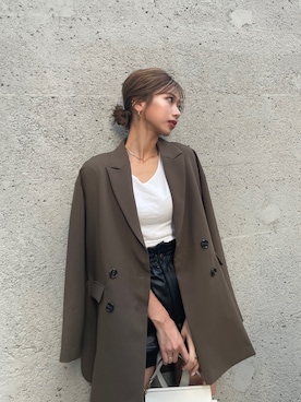 「MURUA（ムルーア）のアイテム（テーラードジャケット）」を使った、瀬戸 南さん（レディース・173cm）の秋コーディネート