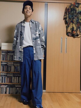 「SHINYAKOZUKA（シンヤコヅカ）のアイテム（チノパンツ）」を使った、taka(相互フォロー)さん（メンズ・170cm）の夏コーディネート