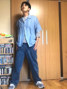 「JUNYA WATANABE MAN（ジュンヤワタナベマン）のアイテム（Tシャツ/カットソー）」を使った、taka(相互フォロー)さん（メンズ・170cm）の春コーディネート