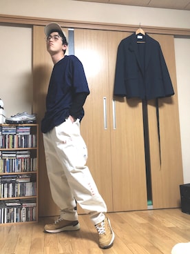 「KANGOL（カンゴール）のアイテム（キャップ）」を使った、taka(相互フォロー)さん（メンズ・170cm）の春コーディネート