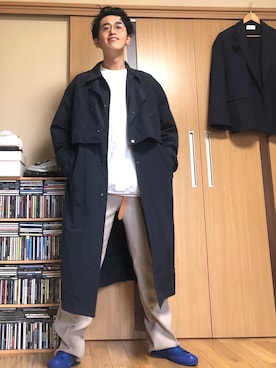 「Wrangler」｜「アイテム（ステンカラーコート）」を使った、taka(相互フォロー)さん（メンズ・170cm）の春コーディネート