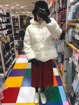 「Honeys（ハニーズ）のアイテム（ダウンジャケット/コート）」を使った、エリさん（レディース・178cm）の冬コーディネート