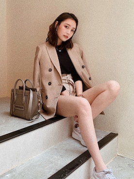 「通勤穿搭」｜「アイテム（ジャケット/アウター）」を使った、claire.suetさん（レディース・158cm）の春コーディネート