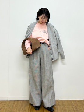 「SHIPS（シップス）のアイテム（スウェット）」を使った、中山さん（レディース・160cm）の冬コーディネート