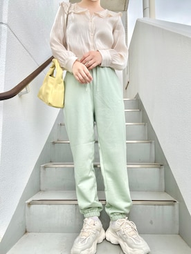 「jumelle（ジュメロ）のアイテム（スウェットパンツ）」を使った、ｎｎａさん（レディース・162cm）の春コーディネート