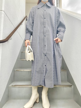 「ジュメロ」｜「アイテム（シャツワンピース）」を使った、ｎｎａさん（レディース・162cm）の秋コーディネート