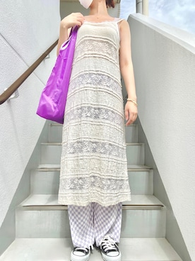 「アイテム（エコバッグ/サブバッグ、パープル系）」を使った、ｎｎａさん（レディース・162cm）の夏コーディネート