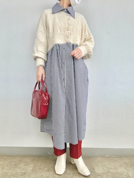 「ジュメロ」｜「アイテム（シャツワンピース）」を使った、ｎｎａさん（レディース・162cm）の冬コーディネート
