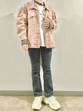 「ラグランTシャツ」｜「アイテム（デニムジャケット）」を使った、ｎｎａさん（レディース・162cm）の秋コーディネート