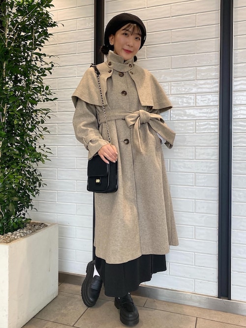 OLIVEdesOLIVE ケープ付きロングコート devoa リネンロングコート