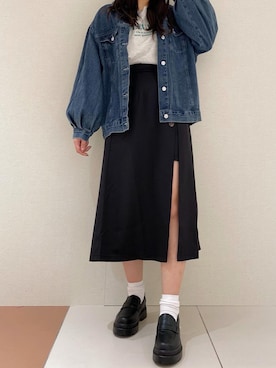 「OLIVE des OLIVE（オリーブデオリーブ）のアイテム（デニムジャケット）」を使った、サ ヨ コさん（レディース・167cm）の春コーディネート