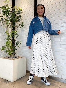 「OLIVE des OLIVE（オリーブデオリーブ）のアイテム（デニムジャケット）」を使った、サ ヨ コさん（レディース・167cm）の春コーディネート
