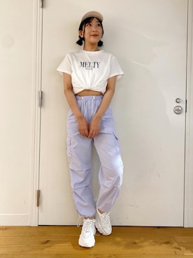 「OLIVE des OLIVE（オリーブデオリーブ）のアイテム（帽子）」を使った、サ ヨ コさん（レディース・167cm）の春コーディネート