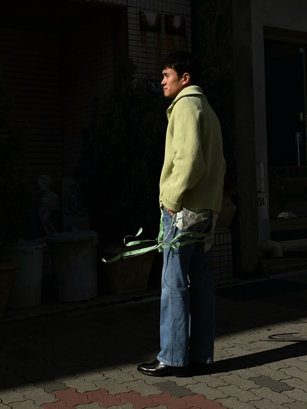 最終　ウル　ハーフジップニット　URU HALF ZIP KNIT Wool Mixed Half Zip Knit -dark gray-