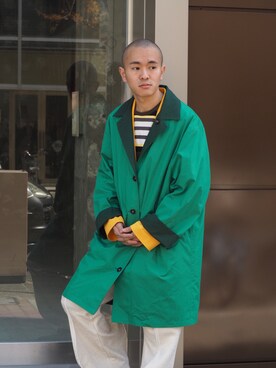 「Toironier（トワロニエ）のアイテム（ステンカラーコート）」を使った、JION SUDO(GARDEN名古屋)さん（メンズ・175cm）の夏コーディネート