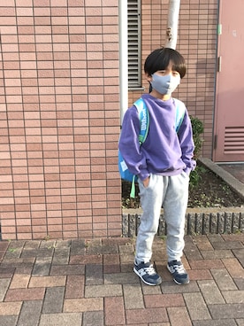 「devirock（デビロック）のアイテム（スウェット）」を使った、oanさん（キッズ・120cm）の冬コーディネート