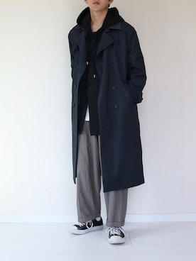 「白ニット」｜「アイテム（トレンチコート）」を使った、soar  -ソア-さん（メンズ・170cm）の冬コーディネート