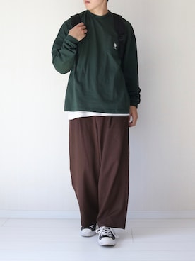 「U.S. POLO ASSN.（ユーエスポロアッスン）のU.S. POLO ASSN. /ユーエスポロアッスン 別注ワンポイント刺繍 ビッグシルエット長袖カットソー（Tシャツ/カットソー）」を使った、soar  -ソア-さん（メンズ・170cm）の秋コーディネート