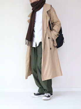 「kutir（クティール）のアイテム（トレンチコート）」を使った、soar  -ソア-さん（メンズ・170cm）の冬コーディネート