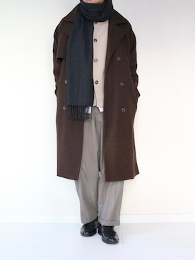 「CASPER JOHN（キャスパージョン）のCenter Pleats Ankle Wide Slacks/センタープリーツアンクルワイドスラックス(セットアップ対応)（その他パンツ）」を使った、soar  -ソア-さん（メンズ・170cm）の冬コーディネート