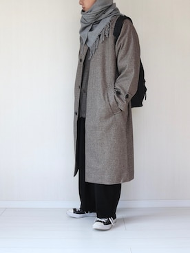 「アイテム（ステンカラーコート、ブラウン系）」を使った、soar  -ソア-さん（メンズ・170cm）の秋コーディネート