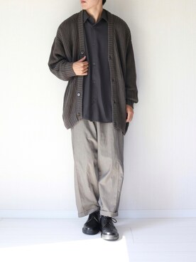 「CASPER JOHN（キャスパージョン）のCenter Pleats Ankle Wide Slacks/センタープリーツアンクルワイドスラックス(セットアップ対応)（その他パンツ）」を使った、soar  -ソア-さん（メンズ・170cm）の秋コーディネート
