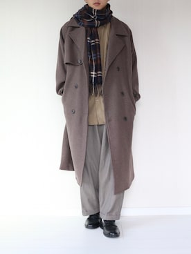 「チェック柄に恋してる」｜「アイテム（トレンチコート）」を使った、soar  -ソア-さん（メンズ・170cm）の冬コーディネート