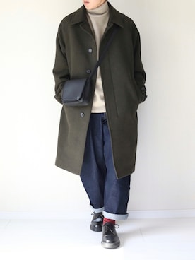 「ロールアップ」｜「アイテム（ステンカラーコート）」を使った、soar  -ソア-さん（メンズ・170cm）の秋コーディネート