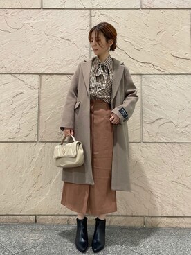 「Te chichi（テチチ）のアイテム（チェスターコート）」を使った、tsuさん（レディース・156cm）の秋コーディネート